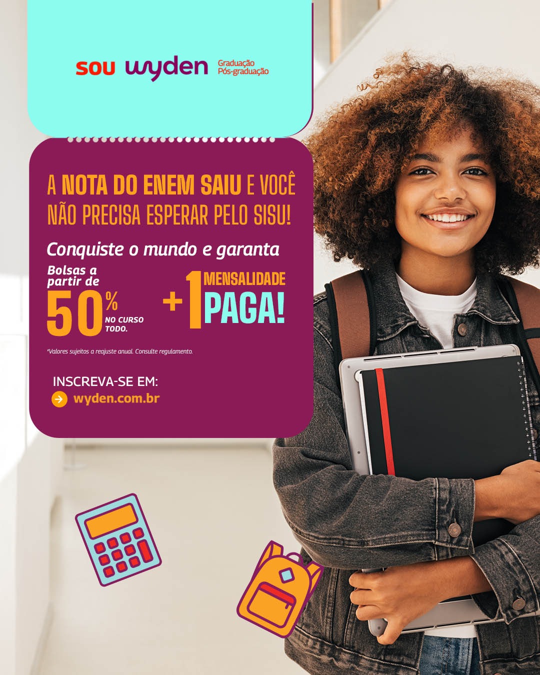 Ganhe 1 Mensalidade + Bolsa a partir de 50%