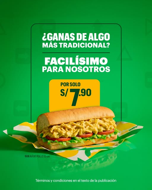 El Sub de Ají de Pollo es todo lo que siempre soñaste y más. Prueba nuestra versión de esta tradición. 😋🇵🇪