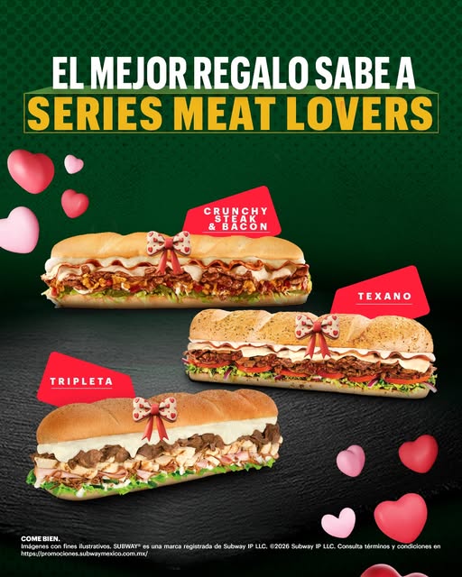 Este San Valentín, el mejor regalo mide 30 cm… 😍 con los Footlongs® de Series Meat Lovers. ¡Súper irresistibles!