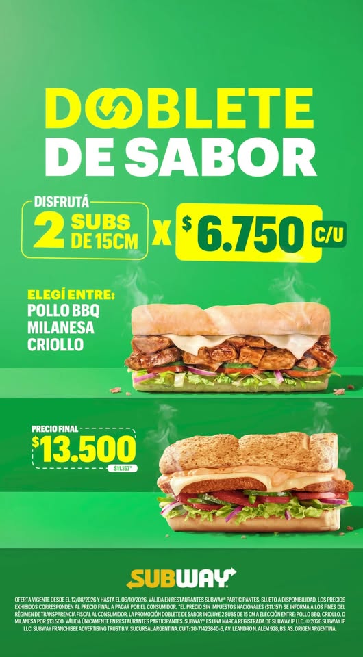 ¡Así como escuchaste! 2 subs de 15 centímetros por 6.750 c/u. 👂2️⃣​​