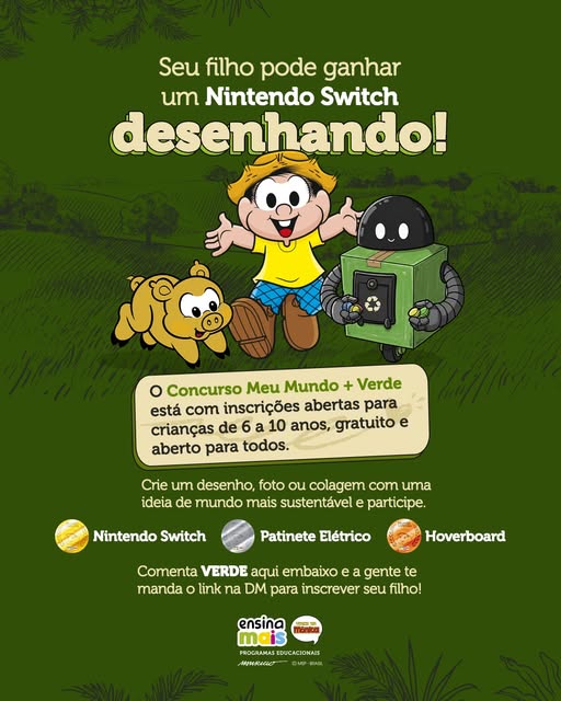 Seu filho tem de 6 a 10 anos? Então ele pode ganhar um Nintendo Switch! 🎮